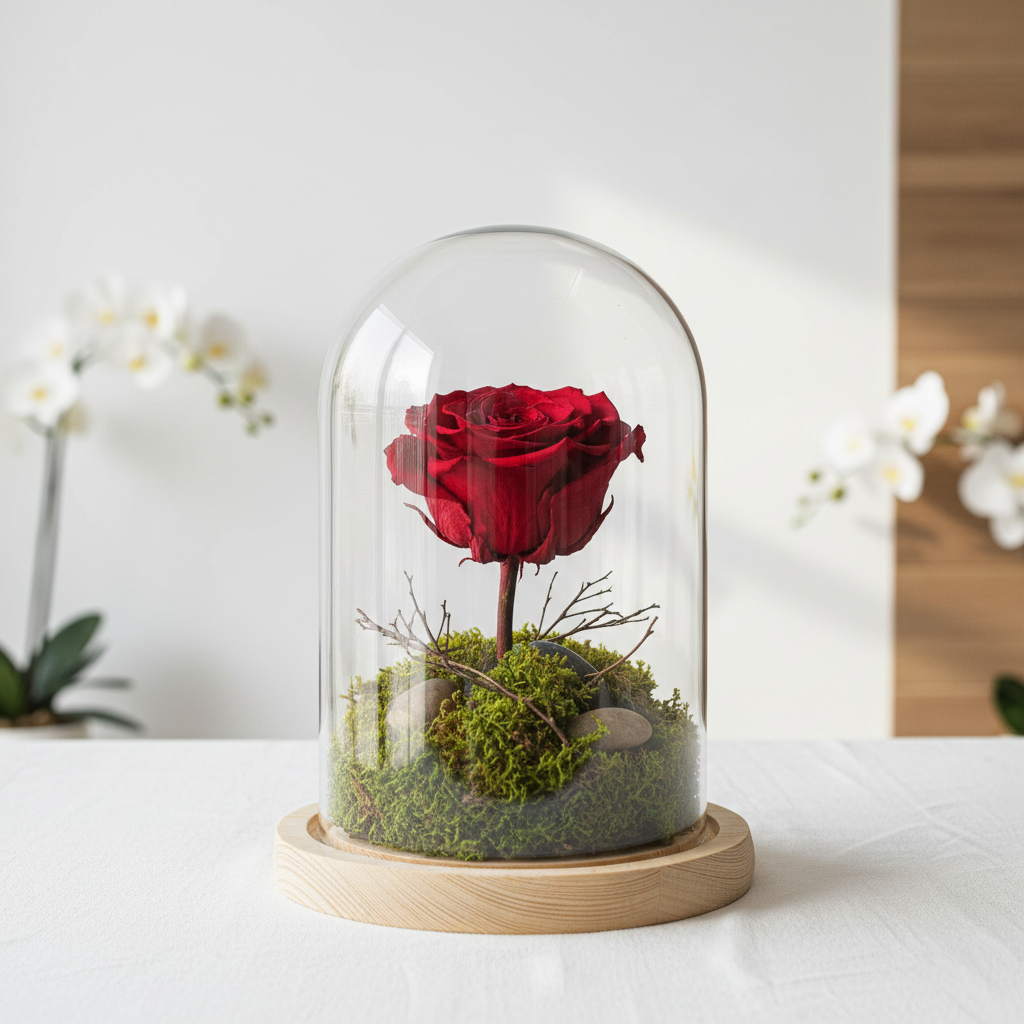 Garden Rose con campana di vetro